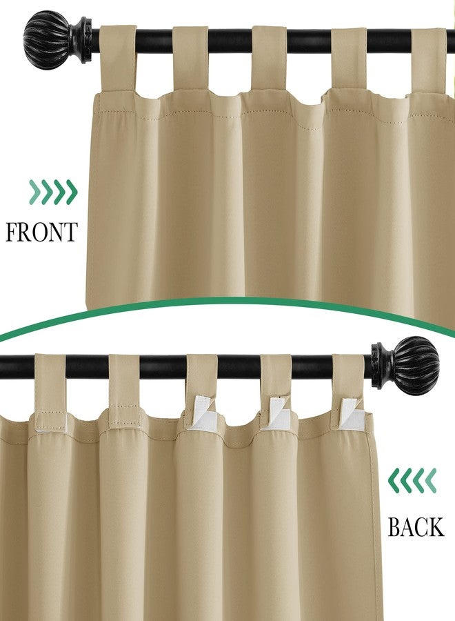 StangH 2 Panels Beige Outdoor Curtains - Windproof Blackout Curtains with Detachable Top for Indoor Outdoor Space, Privacy Wind Resistant Blinds for Sunroom Basement, W52 x L96 - Image 2